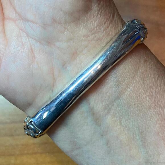 Carolyn Pollack Sterling Tiger's Eye Doublet Decorated Hinged Bracelet For Women - Picture 4 of 10